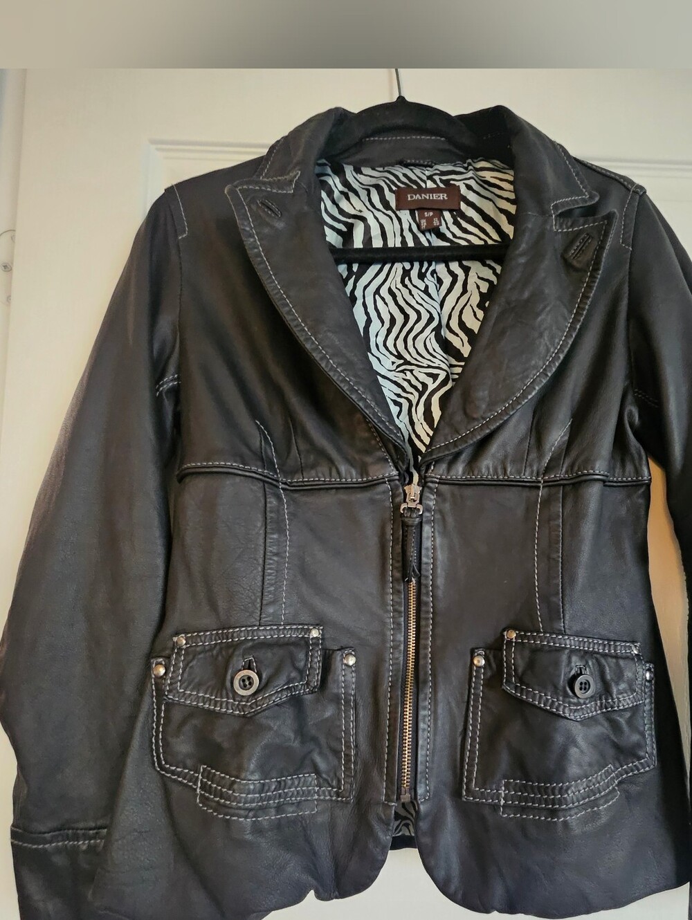 DANIER - Y2K 2000s Style Black GENUINE LEATHER Jacket - Fits S to M